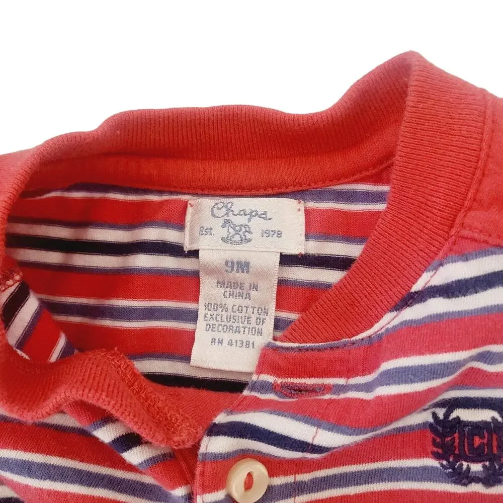 Chaps 9M cotton striped romper and hat